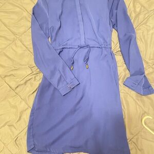 C. Luce Lavender Long-Sleeve Drawstring Shirt Dress